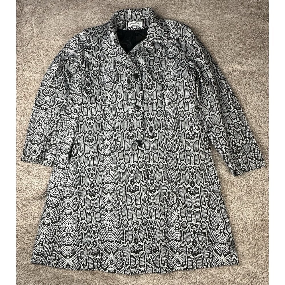 Jonathan Michael Python Snakeskin Print Coat Jacket Gray Black Women’s 14 - Picture 4 of 11